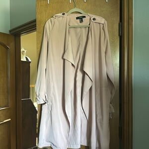 Light pink light weight polyester style trench coat